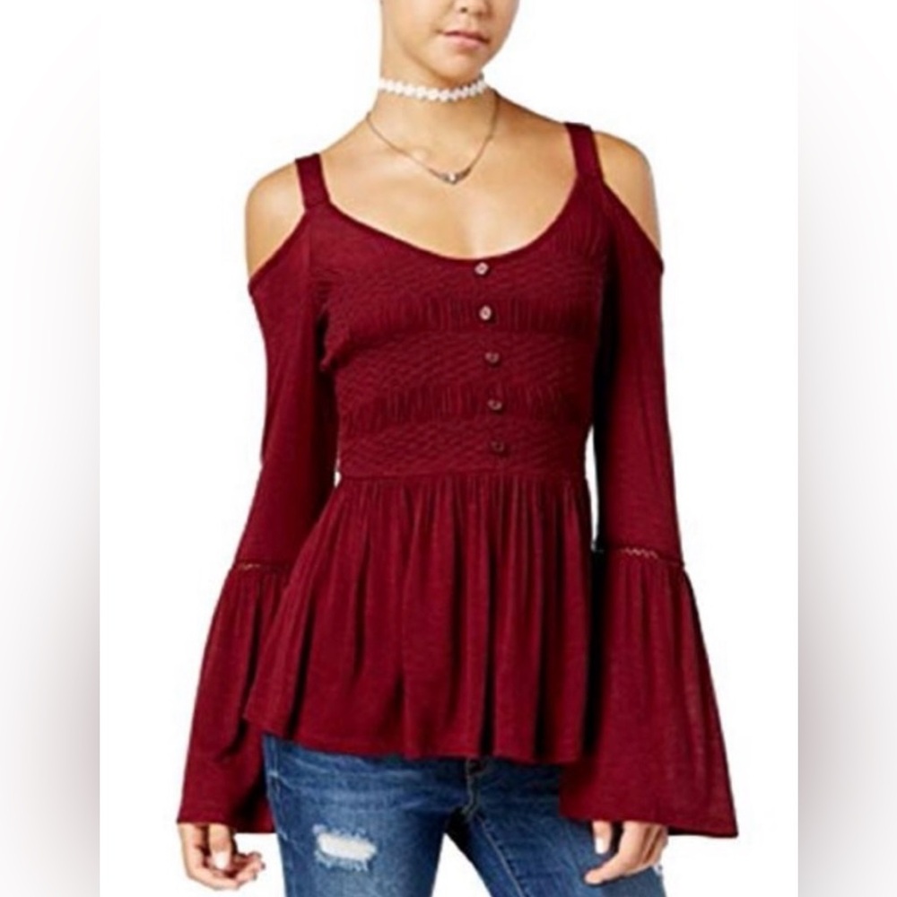 NWT American Rag Cold Shoulder Bell Sleeve Top Medium